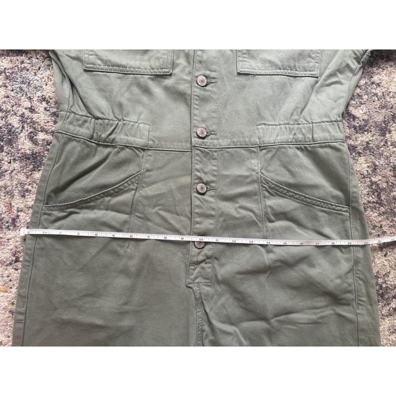 Free People We The Free Marci Jumpsuit Washed Army Sage Green Denim Coverall Large image 7