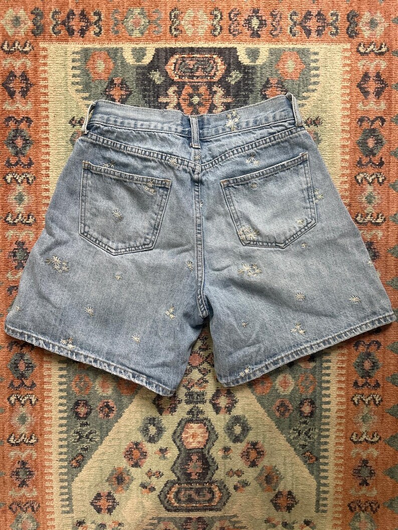 Anthropologie Driftwood Elizabeth Floral Embroidered Pleated Shorts 25 imagem 5
