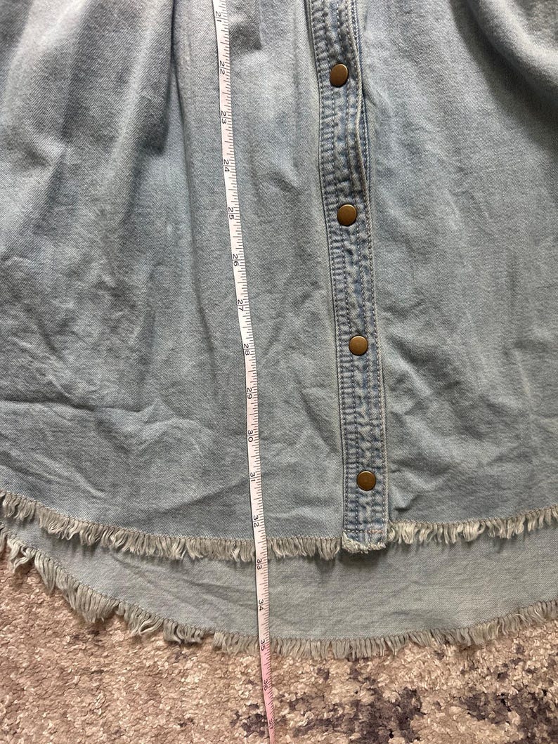 Free People Female Alpha Denim Shirtdress Chambray Snap Long Sleeve XS image 8