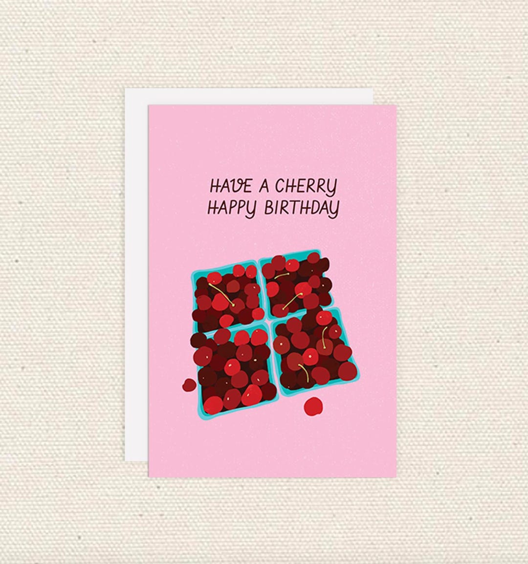 Cherry Happy Birthday, Cherry Greeting Card - Etsy