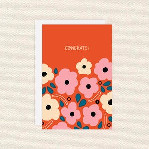 Cartão de felicitações, flores de papoula, parabéns, cartão floral