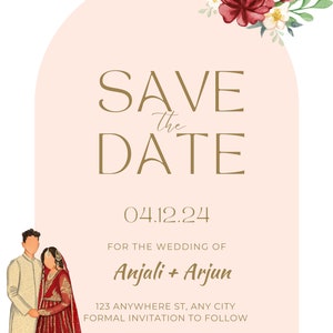 Indian Wedding save the date template Customizable Indian save the date Indian-themed save the date design Traditional Indian save the date