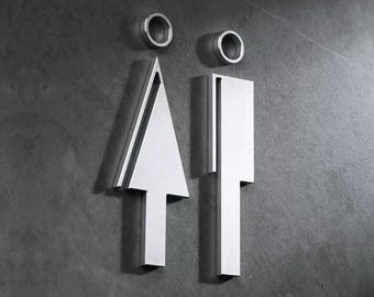 Luxury Aluminum Washroom Sign, Restroom Sign, Bathroom Door Sign, Toilet Sign