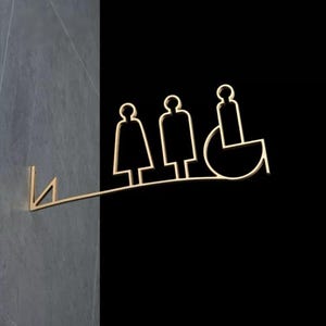 Letrero de aluminio de lujo para baño, letrero para inodoro, letrero para discapacitados, letrero de pared, letrero lateral, letrero accesible.