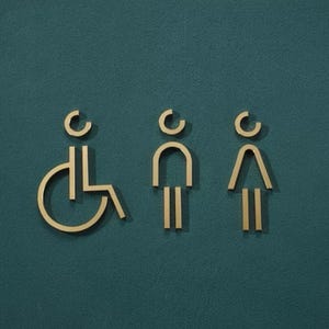 Luxury Metal Aluminum Washroom Sign, Restroom Sign, Bathroom Sign, Toilet Sign, Door Logo Sign, Door Signage, Disabled Sign, Accessible Sign