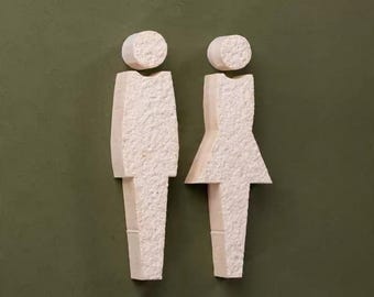 Luksusowy znak toalety z wapienia, minimalistyczny znak toalety, znak toalety, znak toalety dla mężczyzn i kobiet, znak ścienny z informacją o drodze, tabliczka na drzwi