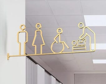Luksusowy aluminiowy znak wiszący z boku do łazienki, znak do toalety, znak do łazienki, znak do toalety, znak dla osób niepełnosprawnych, pokój do karmienia piersią, pokój matki z dzieckiem
