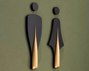 High-End Luxury Metal Aluminum Signage, Washroom Sign, Restroom Sign, Bathroom Sign, Toilet Sign, Door Logo Sign