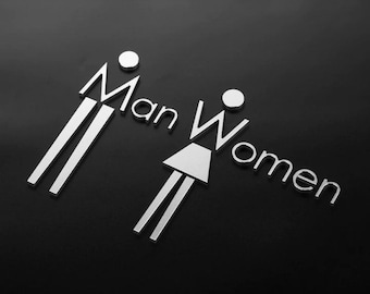 Luxury Modern Aluminum Metal Washroom Sign, Restroom Sign, Bathroom Sign, Toilet Sign, Men Women Door Logo, Door Plaques, Letter Signs