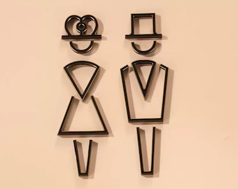 High-End Luxury Metal Aluminum Washroom Sign, Restroom Sign, Bathroom Sign, Toilet Sign, Door Logo Sign, Male Female Door Signage Plaques