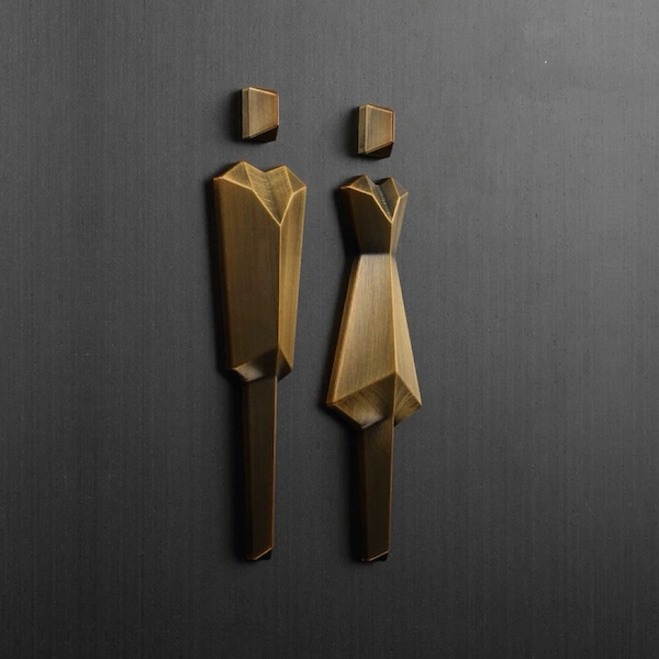 Luxury 3D Aluminum Metal Restroom Sign, Washroom Sign, Bathroom Sign, Toilet Sign, Door Plaques