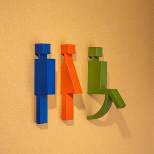 High-End 3D Aluminum Washroom Sign, Restroom Sign, Bathroom Sign, Male Female Toilet Signs, Accessible Signs, Disable Sign, Door Logo Signs