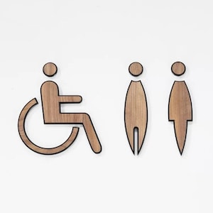 Luxury Modern Aluminum Walnut Wood Washroom Sign, Bathroom sign, Restroom Sign, Toilet Sign, Door Plaques Decor, Signage Design, Door Sign