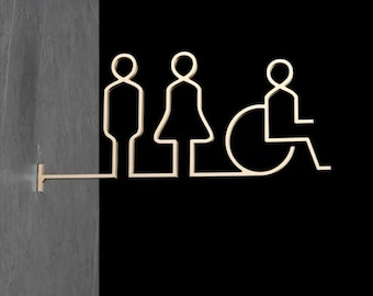 High-End Luxury Aluminum Side Mount Washroom Sign, Restroom Sign, Bathroom Signs, Toilet Signs, Disable Sign, Walls Signs, Side Hanging Sign
