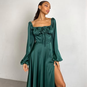 Emerald Silk Maxi Dress, Emerald Silk Dress, Emerald Maxi Dress, Emerald Green Formal Dress, Emerald Evening Dress, Emerald Evening Gown