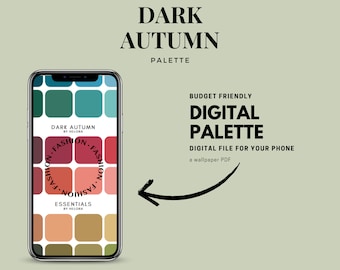 Paleta de colores otoñales oscuros / Fondo de pantalla para móvil / Análisis de color estacional / Descarga digital