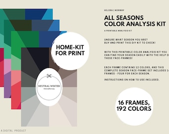 COMPLETE | All Seasons DIY  Analysis Kit | Digital Download | Color Analysis Kit | Face Frames | PDF A4 | No Ai