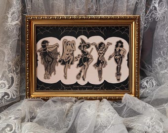 Halloween A4 Traditional Tattoo Flash Print
