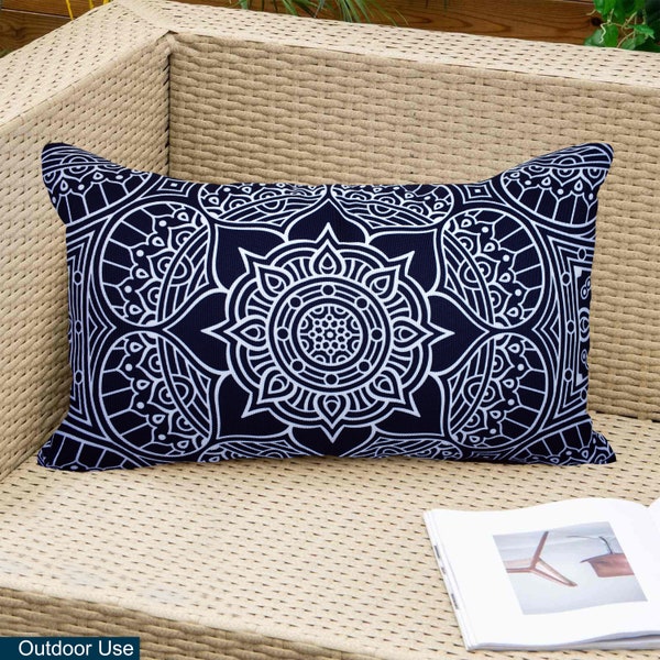 Decorative Indoor Outdoor Waterproof Throw Pillows with Inserts - Stylish Comfort for Patio, Garden, and Home Décor-12x20 Inches