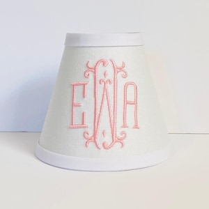 MADE TO ORDER Vienna Monogrammed Chandelier or Sconce Lamp Shade (White fabric, your choice of color for monogram)