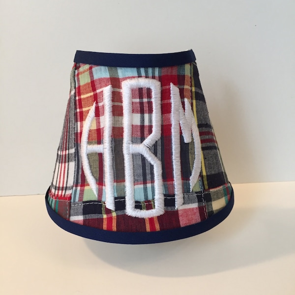 MADE TO ORDER Madras Plaid Monogrammed Night Light navy, red, preppy, blue, boy, nautical