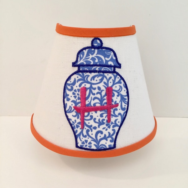 MADE TO ORDER Monogrammed Ginger Jar Chinoiserie Blue and White Night Light Single Initial(other colors available)