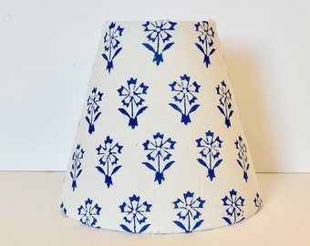 MADE TO ORDER Block Print Fabric Sconce Chandelier Lamp Shade (blue and white)