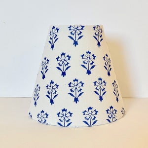MADE TO ORDER Block Print Fabric Sconce Chandelier Lamp Shade (blue and white)