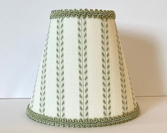 MADE TO ORDER Sage Green and Ivory Dobby Striped Sconce/Chandelier Lamp Shade