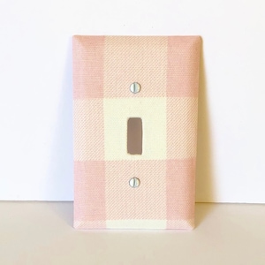 MADE TO ORDER Light Pink and White Buffalo Check Gingham Fabric Covered Light Switch Cover Plate (other sizes and styles available)