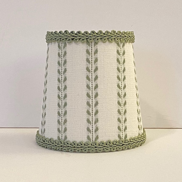 Sage Green and Ivory Dobby Striped Sconce/Chandelier Lamp Shade (Small size)