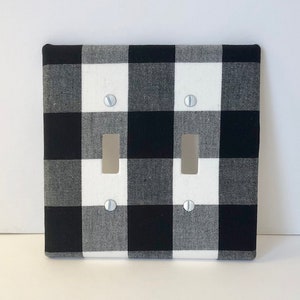 MADE TO ORDER Black and White Buffalo Check Light Switch Cover Plate or Outlet Covers