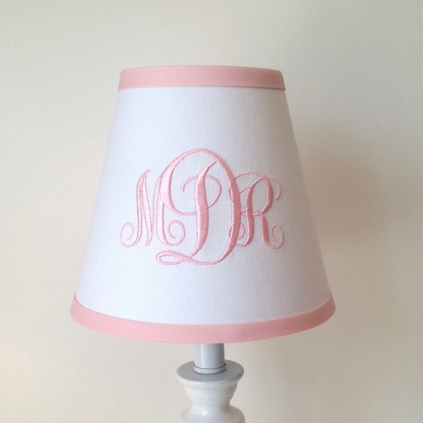 MADE TO ORDER Abigail Monogramed Lamp Shade with trim (other colors available for monogram and trim)