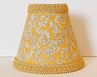 MADE TO ORDER Gold Floral Sconce, Chandelier, Small Clip-On Lamp Shade