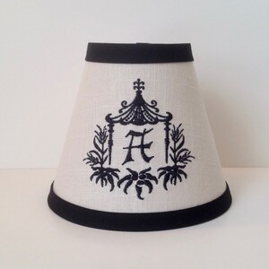 MADE TO ORDER Pagoda Frame Monogrammed Linen Sconce/Chandelier Shade (other colors available)