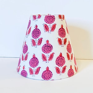 MADE TO ORDER Pink Block Print Fabric Sconce Chandelier Lamp Shade