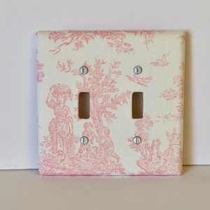MADE TO ORDER Light Pink Toile Fabric Covered Light Switch Cover Plate (other sizes and styles available)