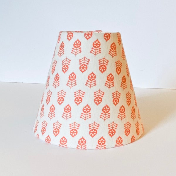 MADE TO ORDER Block Print Fabric Sconce Chandelier Lamp Shade (orange and white)