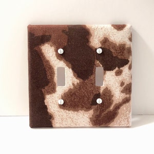 MADE TO ORDER Faux Cowhide Print Fabric Covered Light Switch Cover Plate  (other sizes and styles available)