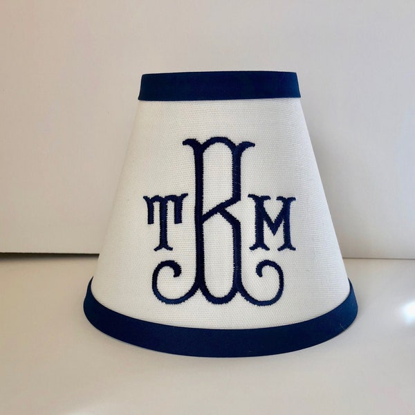 MADE TO ORDER Arabesque Font Monogrammed Sconce/Chandelier Shade (other colors available for monogram and trim)