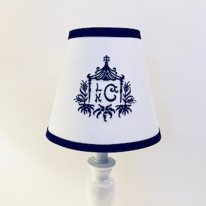 MADE TO ORDER Pagoda Frame Monogrammed Lamp Shade (other colors available)