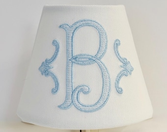 MADE TO ORDER Chantilly Monogrammed Half Shade Night Light (other thread colors available)