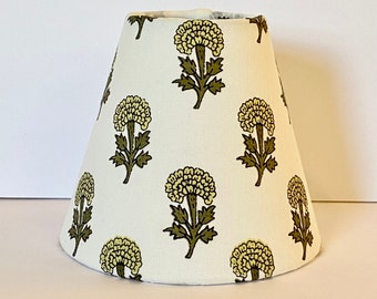 MADE TO ORDER Sage Block Print Fabric Sconce Chandelier Lamp Shade