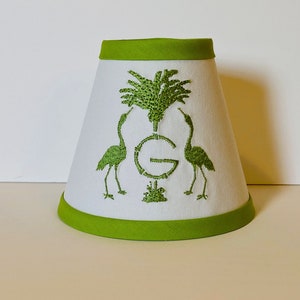 MADE TO ORDER Crane Palm Monogrammed Chinoiserie Sconce/Chandelier Shade (other colors available)