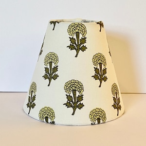 MADE TO ORDER Sage Block Print Fabric Sconce Chandelier Lamp Shade