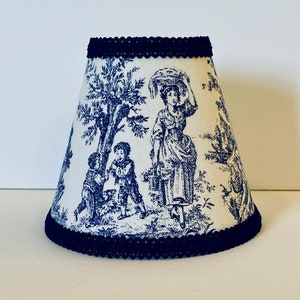 MADE TO ORDER Navy Blue Toile Sconce Chandelier Lamp Shade