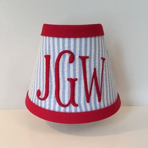MADE TO ORDER Blue Seersucker Monogrammed Night Light (with choice of color for monogram and trim)
