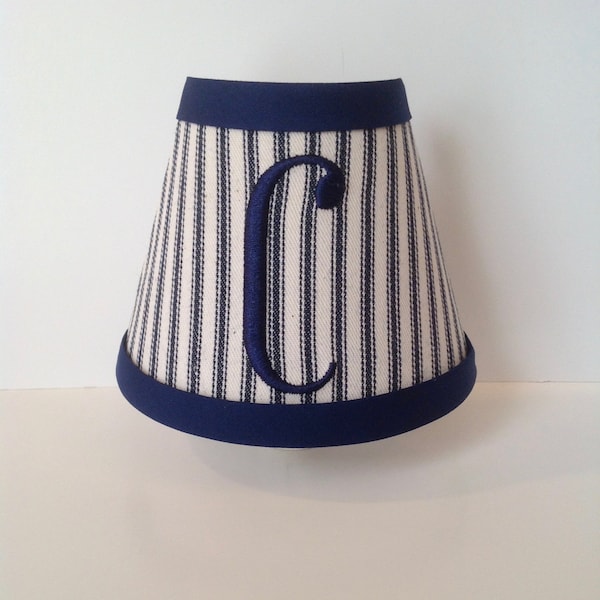 MADE TO ORDER Jefferson Monogrammed Night Light Navy Blue Pillow Ticking (other colors available for monogram and trim)