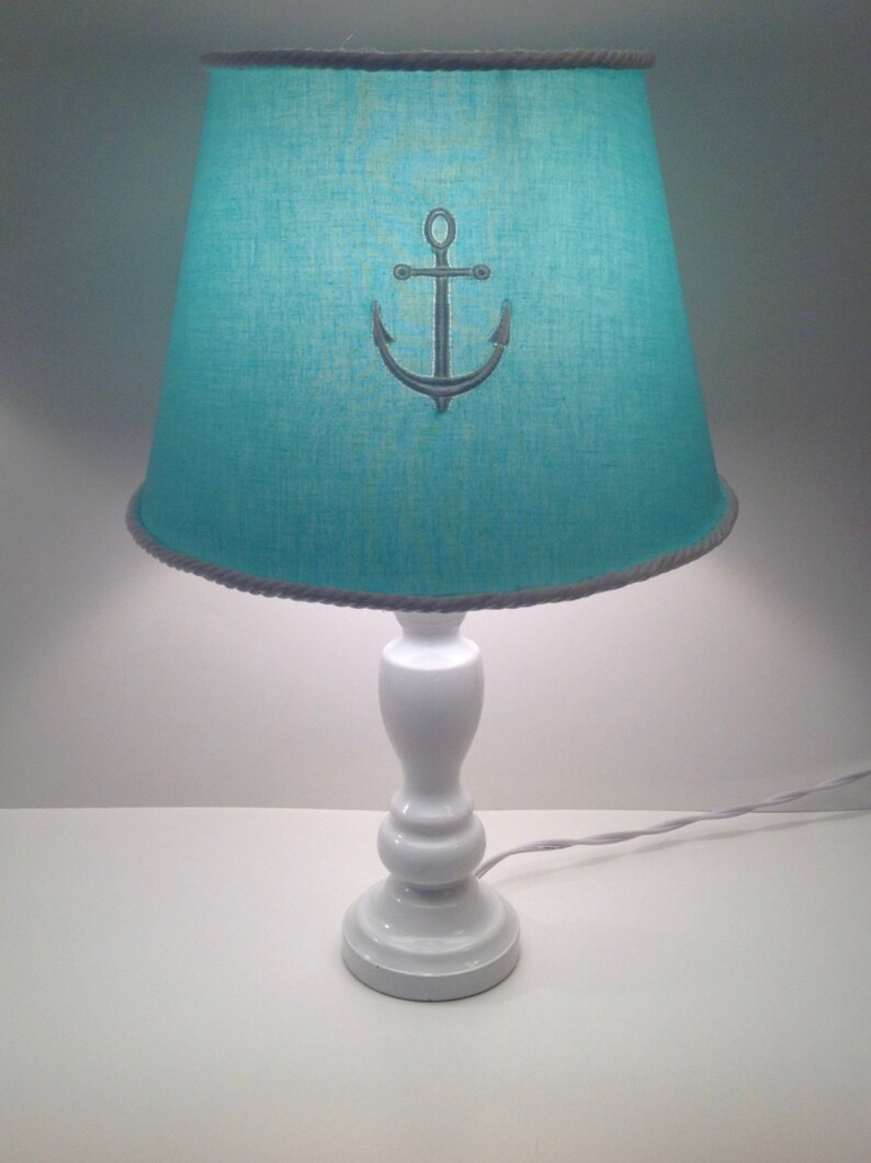 Download Nautical Anchor Lamp Shade Aqua with White Rope Trim other | Etsy