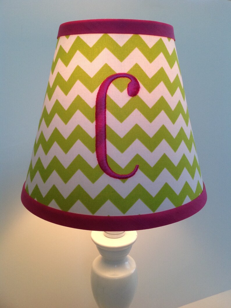 Monogrammed Custom Lamp Shade Lime Green Chevron With Choice Etsy